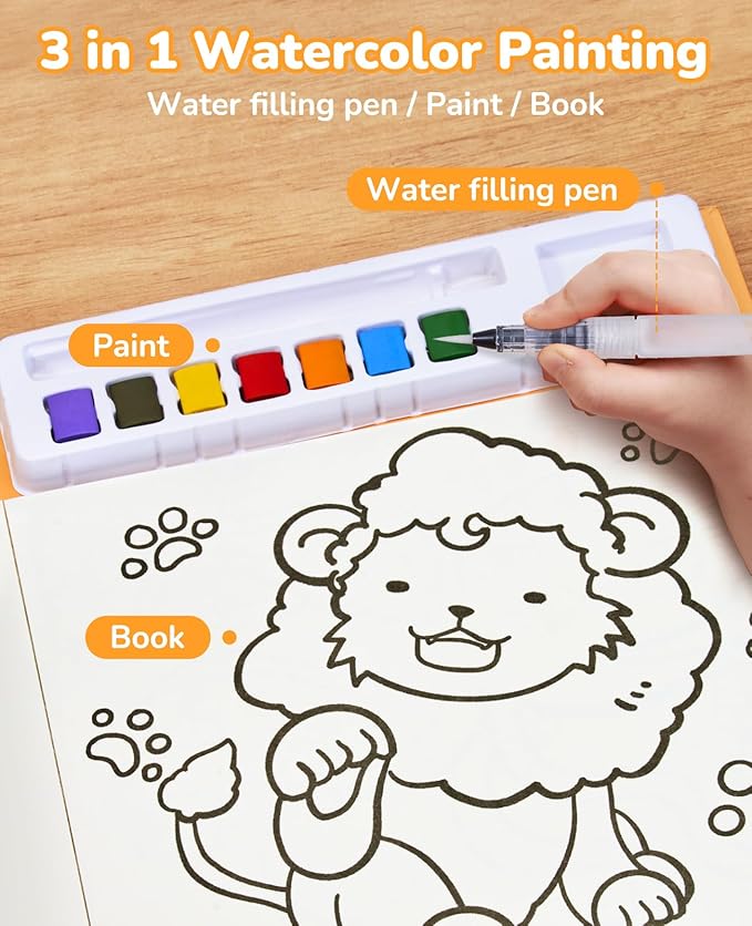 JoyCat Paint with Water Coloring Books for Toddlers, Watercolor Painting Sets for Kids Ages 3-5 4-8, Arts and Crafts Drawing Activities Toy Birthday Gifts for Boys Girls (Common Knowledge)
