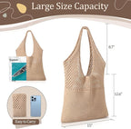 Premillow Crochet Beach Tote Bags, Stylish Mesh Beach Bags Shoulder Bag for Women, Cute Summer Vacation Boho Tote Bag