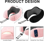urnexttour Neck Pillow Airplane-2 Pack Memory Foam Travel Pillow, Soft Support Travel Neck Pillow for Travelling, Sleeping Rest, Car, Train and Home Use (Black&Pink)