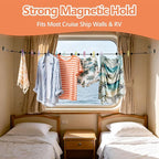 Esoes Magnetic Clothesline for Cruise Ship Cabin Approved - 2026 Updated Super Stronger Magnets,Travel Clothesline for Cruise Ship Essentials Rubber Coated Non-Scratch Strong Magnets, RV and Camping
