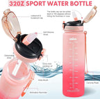 Water Bottle with Straw 1L,Boys Water Bottles with Straw 1 Litre,Waterbottle Leak-Proof Sports Water Bottle,Plastic Drinks Bottles Toxin Free，Bpa-Free (Pink)