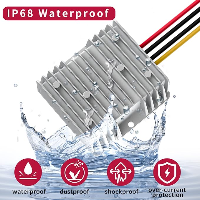 DC 24V Step Down to 12V 30A 360W Converter Waterproof Buck Converter Voltage Reducer Regulator Power Converter Transformer for Golf Cart Club Car