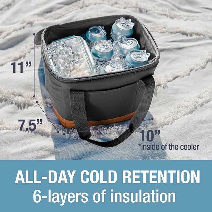 CleverMade Pacifica Collapsible Cooler Bag – Small Portable Cooler Bag for Travel, Foldable Insulated Cooler for Beach, Picnic & Road Trips, Holds Up to 18 Cans, Leakproof Soft Carry Cooler - Gray
