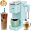 Tastyle Single Serve Coffee Maker with Built-in Detachable Milk Frother, Iced and Hot Coffee Machine for K Cup & Grounds, 40oz Removable Water Reservoir, 6 Cup Sizes, Fits 7.3" Travel Mug, Teal