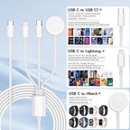 Upgraded Apple Watch Charger, 3 in 1 Multi Charging Cable 6FT, Magnetic Fast Charger, Portable Wireless Fast Charging Cable Cord for iWatch Series Ultra SE 3/11/10/9/8/7/6/iPhone17 16 15/14/13/12/11