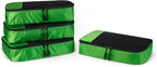Amazon Essentials 4-Piece Packing Cubes Travel Accessories Set, Luggage Organizer, Suitcase Organizer with Double Zipper, Mesh Top, Space-Saving, Polyester, Green (Previously Amazon Basics)
