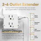 Multi Plug Outlet Splitter, Unidapt Multiple Outlets Extender Adapter with 6 AC Power Socket, Side Splitter Box, Wall Tap Plug Expander for Home Hotel Office Dorm Essentials 1-Pack, White