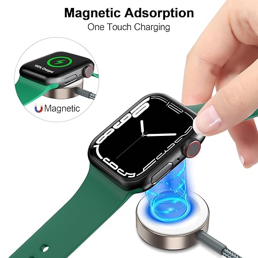𝟐𝟎𝟐𝟔 𝐔𝐩𝐠𝐫𝐚𝐝𝐞𝐝 for Apple Watch Charger Magnetic Fast Charging Cable [2 in 1] Magnetic Wireless Charging Compatible with iWatch Series Ultra/10/9/8/7/6/SE/5/4/3/2-[3.3FT] Gray