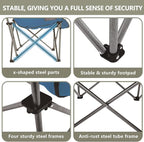 Colegence Oversized XL Padded Camping Chair Set of 2 Wide Heavy Duty Lawn Chairs Support 450 LBS Portable Folding Gaint Plus Camp Chair for Outdoor Outside Sports Baseball Soccer-Blue