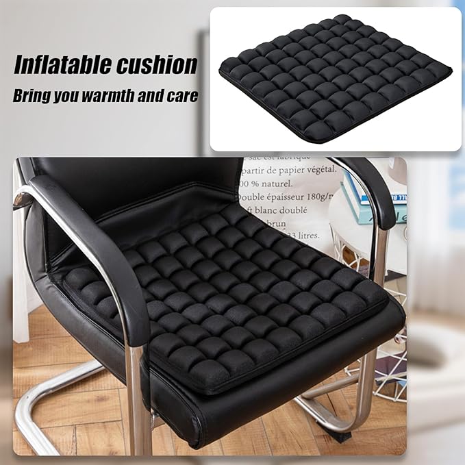 Inflatable Seat Cushion for Air Travel,16x16 Inch 3D Air Cell Pillow for Long Flights, Office, Car & Wheelchair, Portable Ergonomic Support