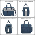 Dog Travel Bag for Pet Kit for Supplies with 2 Food Storage Containers 2 Collapsible Bowls 1 Feeding Mat 1 Dog Treat Pouch 7-Piece Set Perfect Road Trips Camping Weekend Doggy Gift, Navy Blue