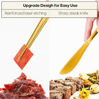 Travel Utensils with Case, Quatish Portable Silverware Set for Work, Stainless Steel Reusable Travel Cutlery, Fork and Spoon Set for Camping, Picnic, Gadgets, Lunch Box for Men, Christmas Gift, Gold