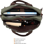 CROCOD 3 In 1 Canvas Convertible Laptop Bag for Men Women, 17.3 inch Laptop Messenger Bag Work Briefcase, Computer Shoulder Bag for Travel Business Office (Green, 17.3 Inch)