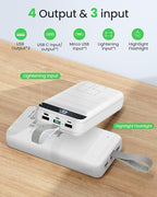 Power Bank Fast Charging 50000mAh - 22.5W Portable Charger USB C Quick Charge with 4 Outputs & 3 Inputs LED Display Huge Capacity External Battery Pack for iPhone, Samsung, iPad etc White