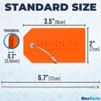 BlueCosto - Luggage Tags - Large, Orange, 5 PK - PVC Suitcase Tags w/Privacy Cover & Stainless Steel Wire Loops - Personalized Baggage Identifiers for Travel - Backpack Name Labels