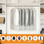 Dntorx 12 Pack Garment Bags 60 * 100cm, 40in PEVA Translucent Garment Covers, Suit Storage Bags, Dress Organizer Bags Used To Protect Shirts, Winter Coats, Jackets（White Edge）