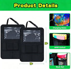 Car Organizer Kick Mats Back Seat Protector, Car Back Seat Organizer with Tablet Holder Pocket for Kids, Travel Accessories with 10 Storage Pockets, 2 Pack