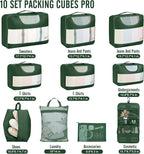 Veken 10 Set Packing Cubes for Travel Essential, Suitcase Organizer Bags in 4 Sizes, Carry-On Luggage Accessories with Large Laundry & Hanging Toiletry Bag, Must-Have for Airplane, Road Trip & Camping
