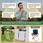 COMELY Folding Stool Backpacking Chair Portable: Ultralight 700g Collapsible Pocket Stool,3cm Flat Fold, 3-Second One-Hand Setup & 5s Storage, 270Lbs Capacity, 600D Oxford for Thru-Hiking & Breaks.