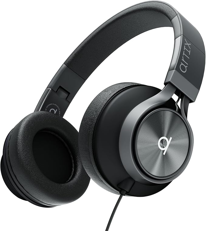 ARTIX Over Ear Headphones Wired with Microphone and Volume Control, Foldable Noise Isolating Headset with Deep Bass for School, Laptop, Computer, Chromebook, Tablet, Travel (3.5mm Jack)