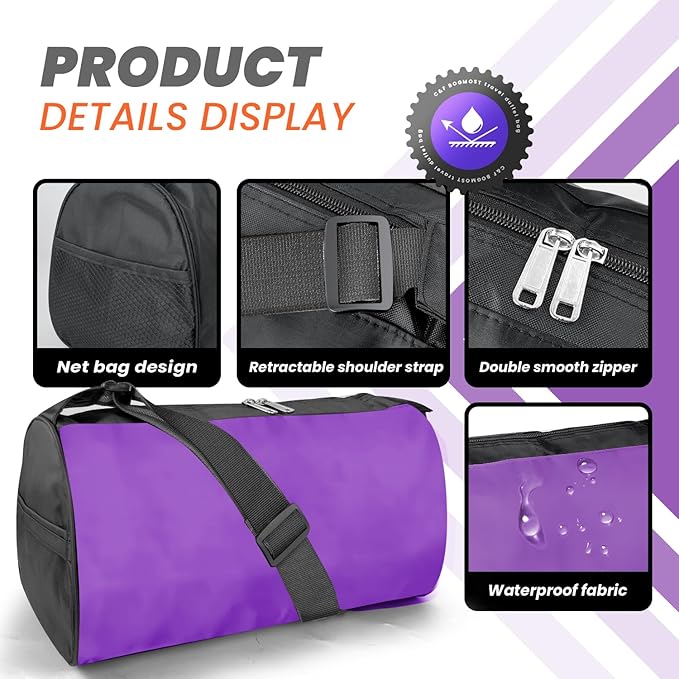 C&F BOGMOST Small Travel Duffel Bag Foldable Waterproof Gym Bag for Gym Beach Swim Bag Men Women Duffle Bag Lightweight Oxford Cloth Sports Bag -Purple