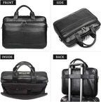 Augus Leather Messenger Bag for Men Vintage Travel Backpack 17 inch laptop Briefcase Shoulder Bags