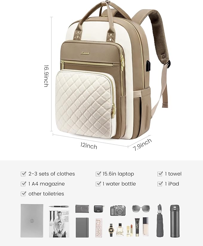 LOVEVOOK Laptop Backpack for Women, Stylish Backpack Purse with USB Port for Travel Work Commuter, Lightweight Casual Daypacks, Nurse Teacher Computer Bag, College Bookbag, Fit 15.6" Laptop