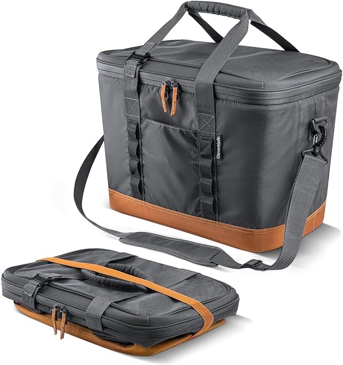 CleverMade Pacifica Collapsible Cooler Bag – Large Portable Cooler Bag for Travel, Foldable Insulated Cooler for Beach, Picnic & Tailgating, Holds Up to 50 Cans, Leakproof Soft Carry Cooler - Gray
