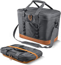 CleverMade Pacifica Collapsible Cooler Bag – Large Portable Cooler Bag for Travel, Foldable Insulated Cooler for Beach, Picnic & Tailgating, Holds Up to 50 Cans, Leakproof Soft Carry Cooler - Gray