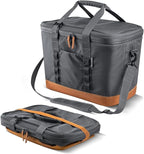 CleverMade Pacifica Collapsible Cooler Bag – Large Portable Cooler Bag for Travel, Foldable Insulated Cooler for Beach, Picnic & Tailgating, Holds Up to 50 Cans, Leakproof Soft Carry Cooler - Gray