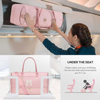 Letter Weekender Bags for Womens - Duffle Bag with Shoe Compartment Personalized Overnight Bag with Toiletry Bag Duffel Bags for Gym Hospital Bags Gift for Women Pink (Letter M)
