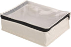 Household Essentials Canvas Sweater Storage Bags, 2-Pack, Breathable Cotton, Under-Bed Zippered Storage with Clear Top Window, Stackable, Cedar Insert Compatible (Not Included), Natural