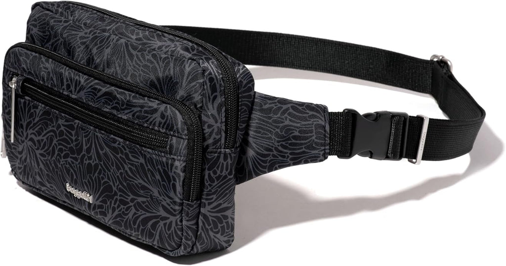 Baggallini Securtex Anti-theft Belt Bag 8.8"x5.5" Crossbody Fanny Pack for Women RFID Wallet Locking Zipper Travel Purse