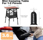 Odoland Portable Camping Table, 15.8"L x 11.8"W Folding Table with Adjustable Height 15.8" - 22", Small Beach Table with Storage Bag for Outdoor Camp, Cooking, Picnic, Travelling, Backyards, Fishing