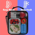 opux Premium Insulated Lunch Box, Soft School Lunch Bag for Kids Boys Girls, Leakproof Small Lunch Pail Men Women Work, Reusable Compact Cooler Tote Lunchbox for Office Adult, Black