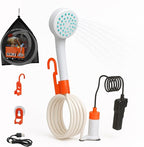 SEAFLO Portable Camping/Outdoor Shower, Rechargeable Battery, 2.64 Gallons Per Min, 40-Minute Runtime Outdoor Camping Pet Washing, Type-C Charging, 80" Hose (with or Without 2.6 Gallon Bucket)