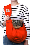 Tomkas Small Dog Cat Sling Carrier Puppy Purse Travel Wrap Soft Crossbody Pet Bag (Red, M - Zip Pocket & Classic Strap)