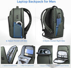17.3 Inch Laptop Backpack for Travel Work Office College, 30L Water Resistant Casual Daypack, Lightweight Computer Backpack for Men Women, Business Laptop Bag with USB Charging Port - Green