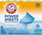 ARM & HAMMER Power Sheets Laundry Detergent, Fresh Breeze Scent, No Mess, Lightweight and Travel-Friendly, 35 Count, Up to 70 Small Loads (Pack of 6)