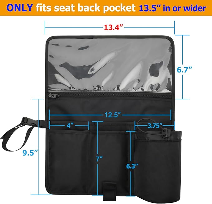 Cosmos Airplane Seatback Organizer Flight Travel Essentials Seat Back Storage Bag Airline Seat Hanging Pockets for Tablet, Magazines, Phone and Water Bottle | Keep Personal Items Clean & Organized