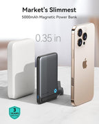INIU Magnetic Portable Charger, Slim Qi2 Certified 5000mAh 20W Magnetic Power Bank, USB C in&Out Wireless Battery Pack Phone Charger, Only for iPhone 16/15/14/13/12 Series, Blue