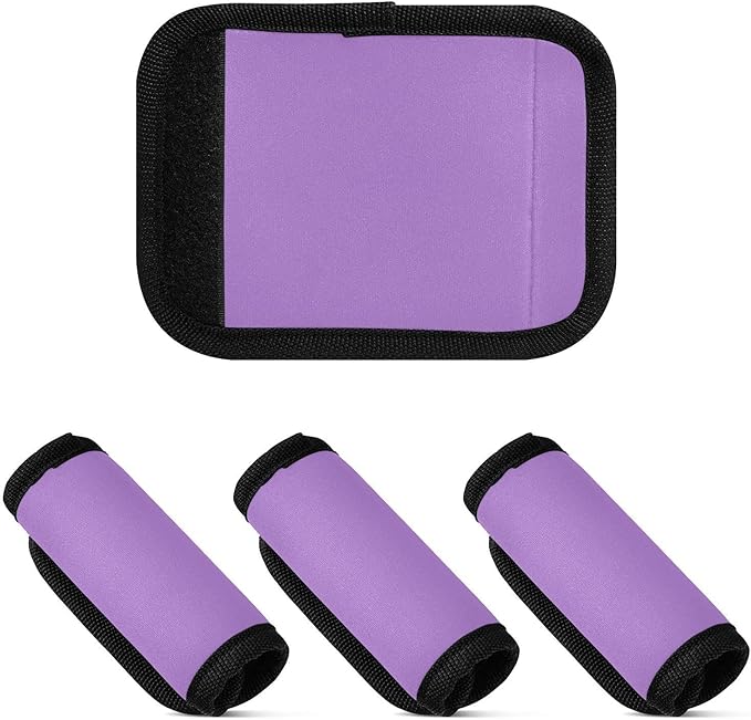 DOMIKING Purple Luggage Handle Wraps for Suitcase Luggage Identifier Soft Luggage Grip Markers for Travel Bag Suitcase Luggage Handle Cover Travel Accessories, 4 Pack