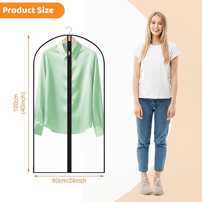 6 Pack Garment Bags 60 * 100cm, 40in Full Clear Garment Covers, Suit Storage Bags, Dress Organizer Bags Used To Protect Shirts, Winter Coats, Jackets