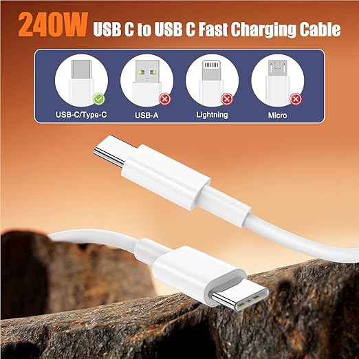 240W USB C to USB C Cable 2-Pack 10FT,Type C Fast Charging Cable for iPhone Air 17 16e 16 15 Pro Plus Pro Max，for Galaxy S25/S24, for iPad Pro/Air/mini, for MacBook Pro/Air and More