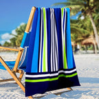 Oversized Terry Beach Towel 36 x 72 in Soft Extra Large Big Pool Swim Towels for Adults XL Clearance Big Travel Blanket Cruise Vacation Accessories Essentials Lounge Chair Cover Blue Green