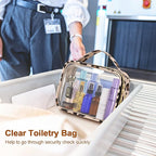 Wedama Clear Toiletry Bag, 2 Pack Clear Makeup Bags with Handles, Large Travel Bags PVC Cosmetic Bag for Women and Men, Carry on Airport Airline Compliant Bag, Leopard Print