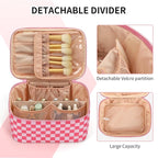 OCHEAL Makeup Bag Portable Cosmetic Bag For Women, Large Capacity Travel Makeup Case Organizer, Toiletry Bag for Girls Traveling With Handle and Divider-Pink
