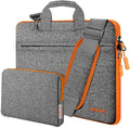 Hseok Laptop Shoulder Bag 13-14 inch Shockproof Water-Resistant HandBag with Small Case Compatible with MacBook Pro/Neo 14" M5/M4/M3/M2/M1, Mac Air/Pro 13.3", XPS 13/14, Most 13"-14" PC,Gray-orange