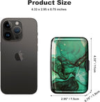 ELFISH Mini RFID Aluminum Wallet Credit Cards Holder Business Card Case Metal ID Case for Men Women (Greenblack Marble)