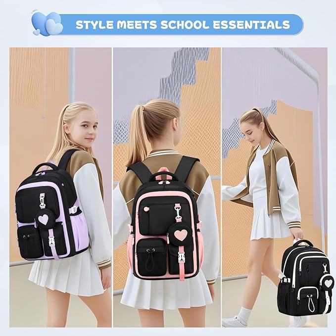 MOONBABY Girls Backpack, Kids Backpack for Girls, School bag for Primary Elementary Teenage, Middle School Students Bookbag